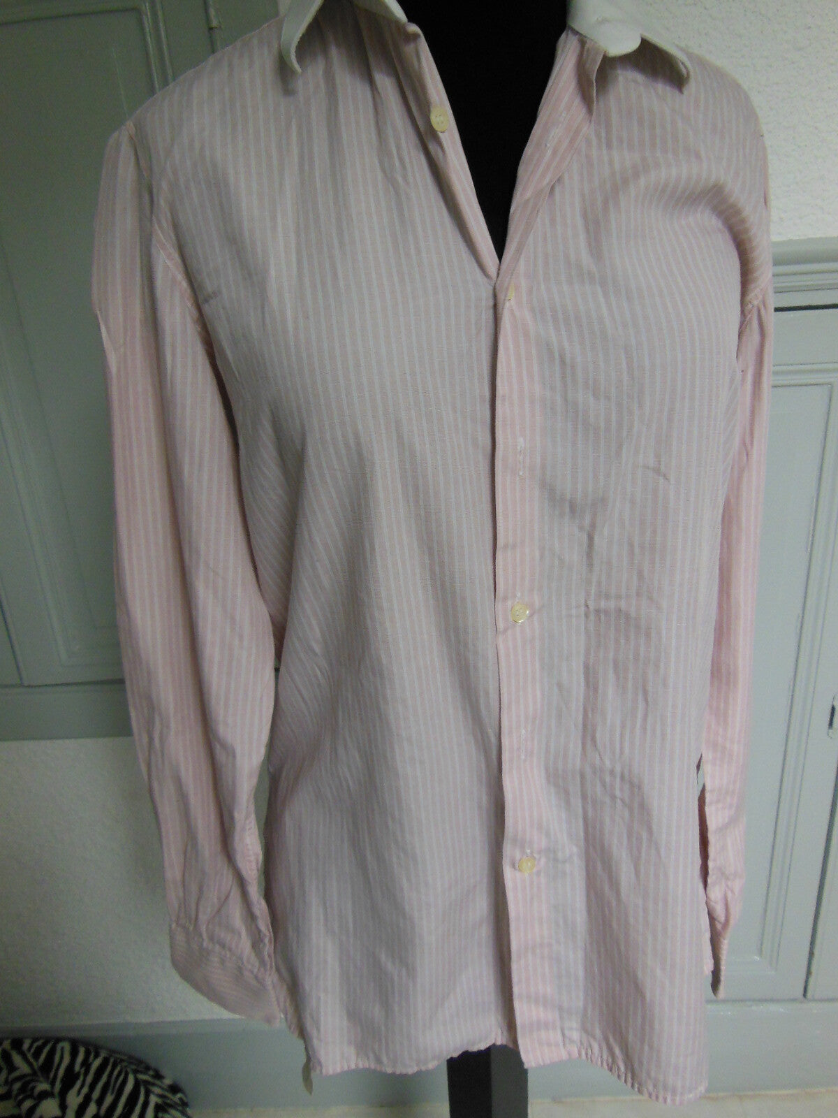 Pur vintage jolie chemise ancienne rayé rose  ideal avec jean  38? ref PORT