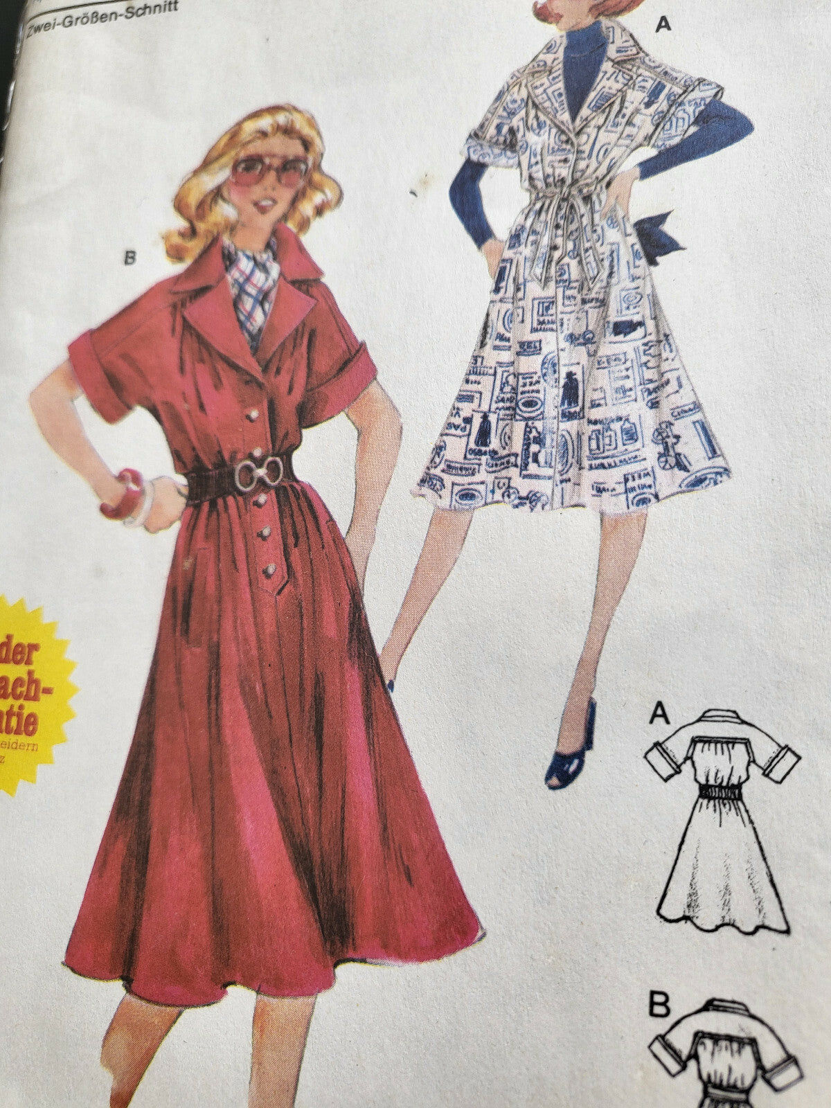Patron Burda 2122 11 année 70 robe ancien taille  40 42 