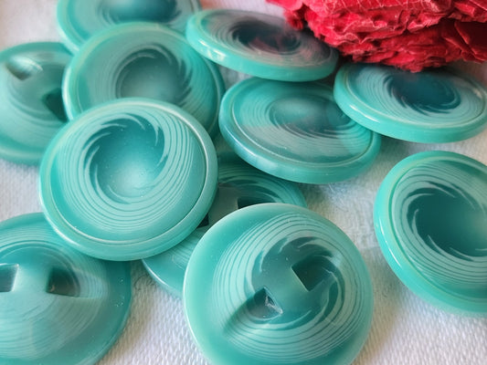 Lot 8 gros boutons vintage camaieu bleu turqouise 2,5 cm pied ref  5418