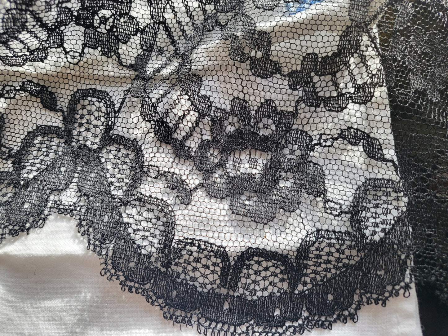 Dentelle vintage  noire jupon extra large jupon 4 mètres 80 /30 cm volant B4