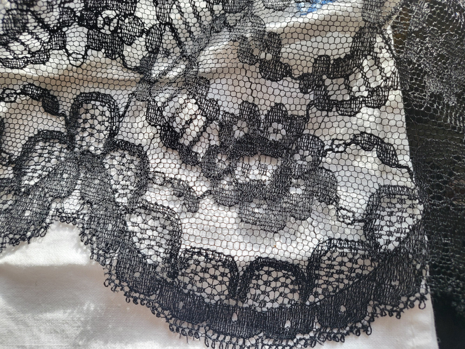 Dentelle vintage  noire jupon extra large jupon 4 mètres 80 /30 cm volant B4
