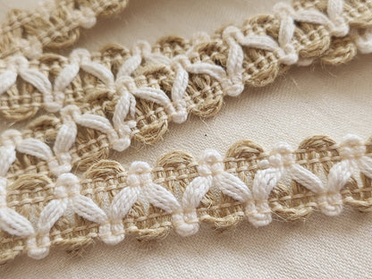 Galon vintage beige blanc 5 m 40 sur 1,9 cm A5