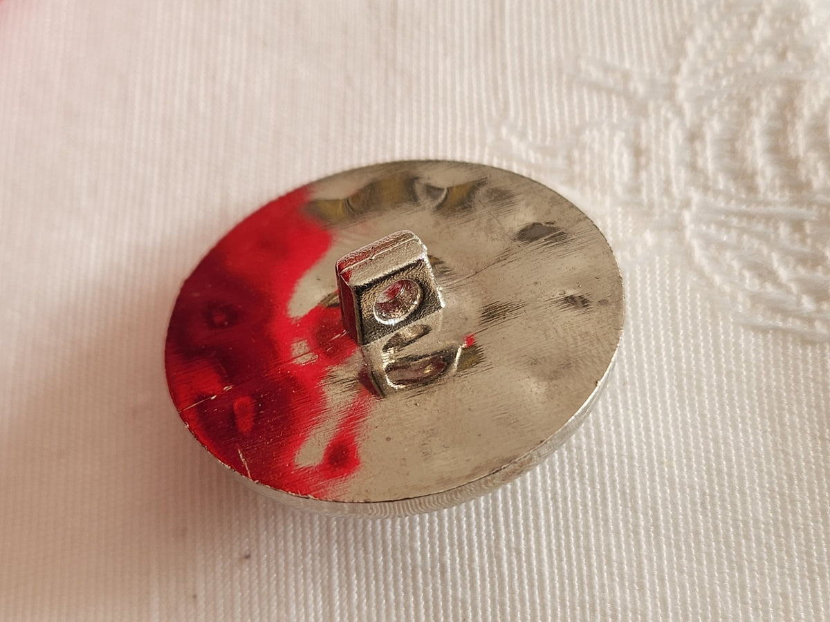 Gros bouton acrylique argenté avec strass en verre pied 2,8 cm ou 28 mm G7J