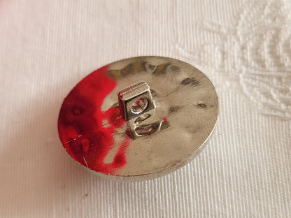 Gros bouton acrylique argenté avec strass en verre pied 2,8 cm ou 28 mm G7J