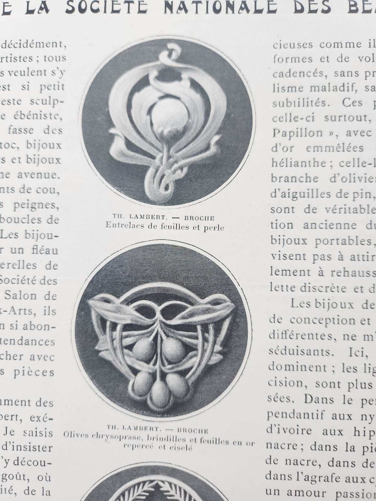 Les modes juillet 1901 n°1 art nouveau document broche Lambert peigne Mangeant