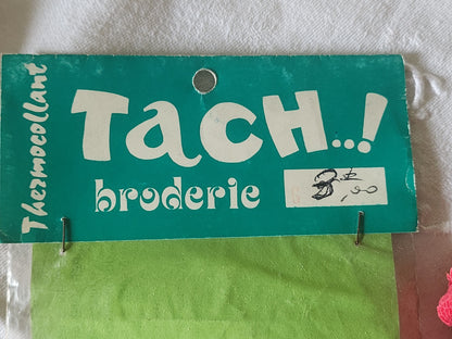Ancien patch vintage thermocollant fleurs broderie customisation 