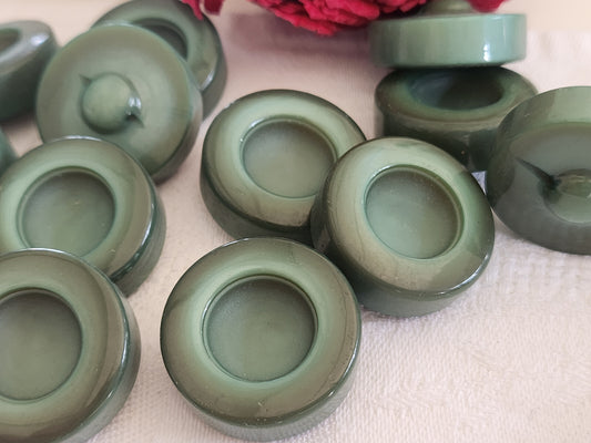 Lot  6 superbes boutons vintage vert à pied lumineux 2,7 cm ref 280
