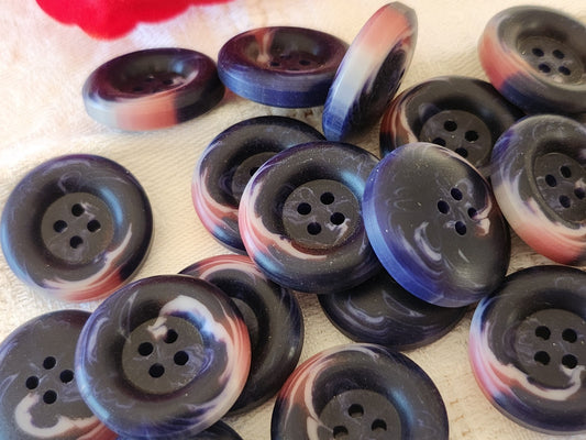 Lot 12 épais boutons vintage violet rose trous 22 mm ou 2,2 cm mat ref 6536