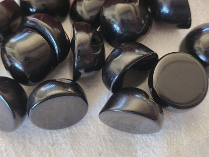 Lot 6 superbes boutons vintage coupé en biais noir  pied  2 cm ref 0003