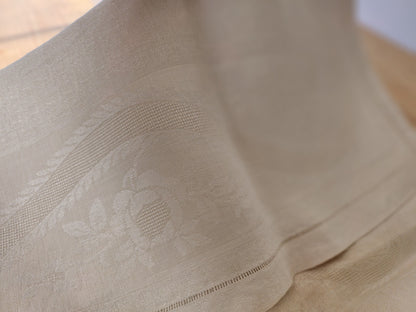 Ancienne nappe double monogramme H JK? sans doute jamais utilisé B6