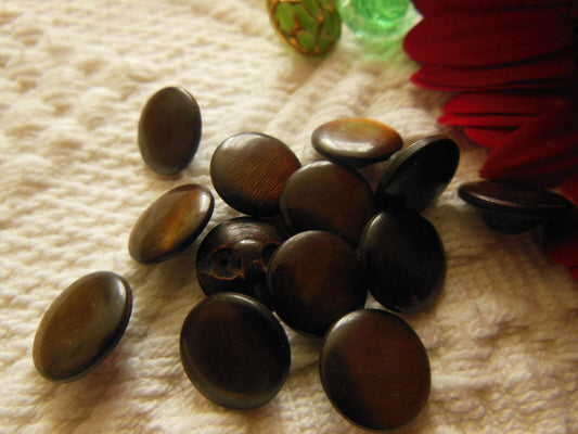 Lot 10 boutons anciens marron cuivrés année 20 à pied corsage 1/1,1 cm ref 1407