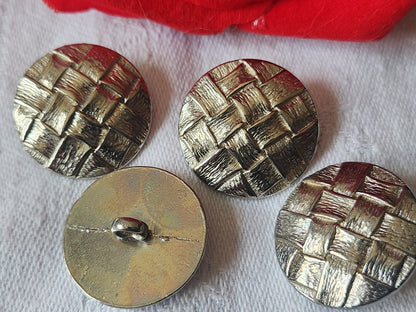 Lot 4 boutons vintage métal argenté  à pied 2,2 cm ref 2234