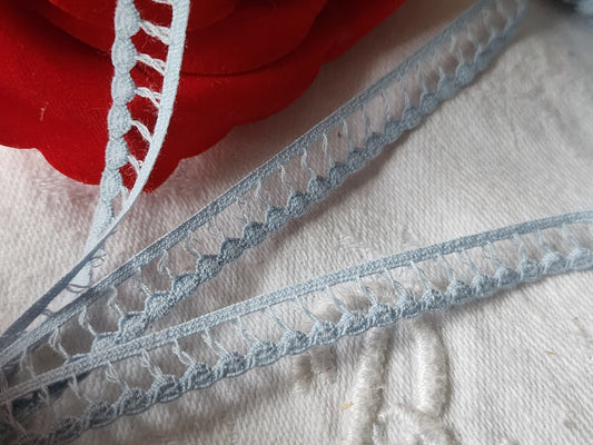 Dentelle galon vintage  bleu ciel  coton 5 métres sur 0,8 cm A2