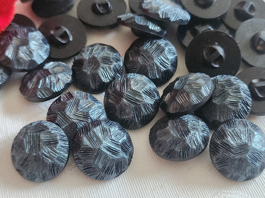 Lot 15 boutons vintage bleu métallisé pied 1,7 cm ref 6231