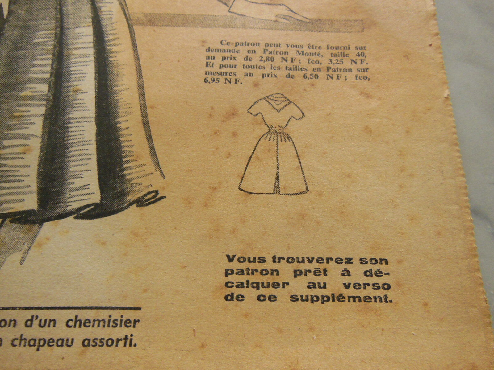 Patron ancien écho de la mode 1960 jupe à pince taille 38 40 42 plus cerf volant