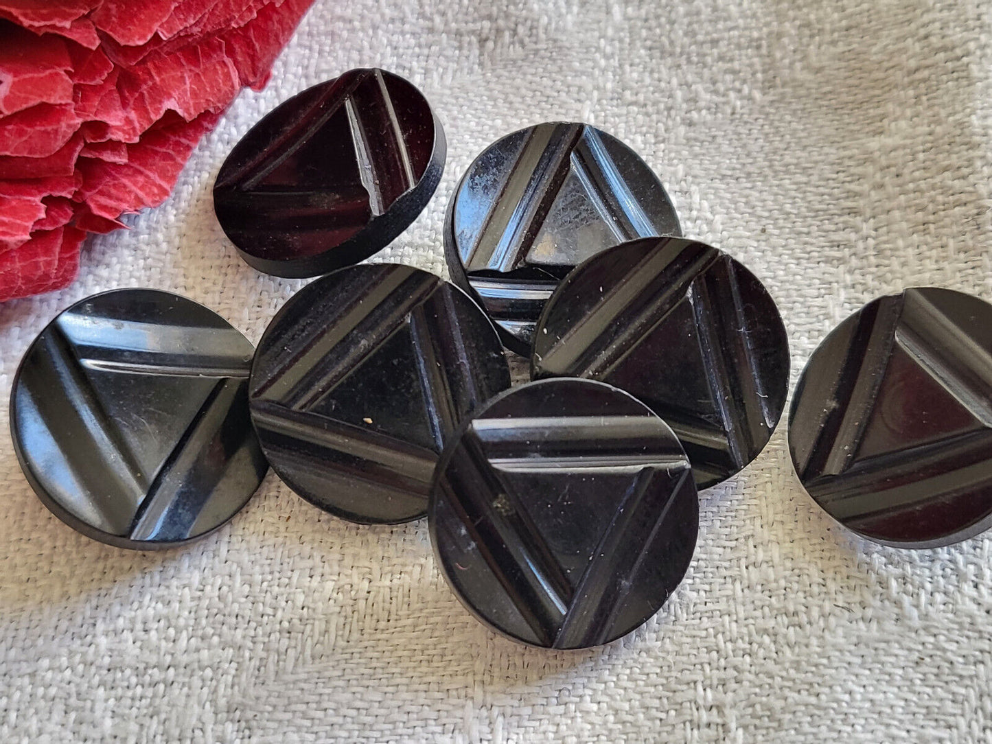 LOT 7 anciens boutons art deco pied laiton motif geometrique 1,5 cm ref 1580