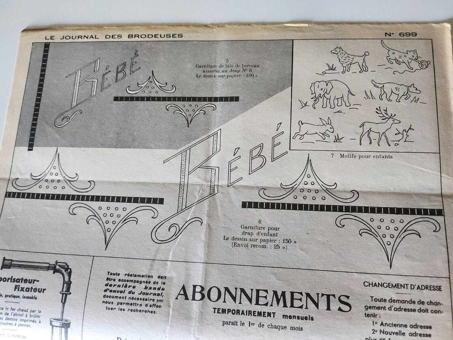 Le journal des brodeuses 1953  n° 699 combinaison drap mouchoir alphabet