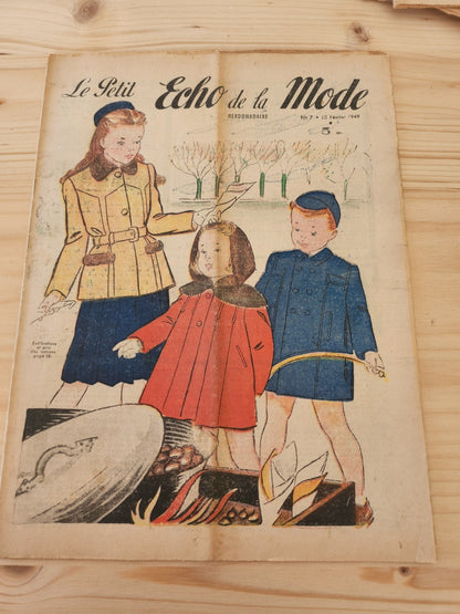 Le petit echo de la mode 1948 n°7  dans la poche de mon tablier chapeaux filles