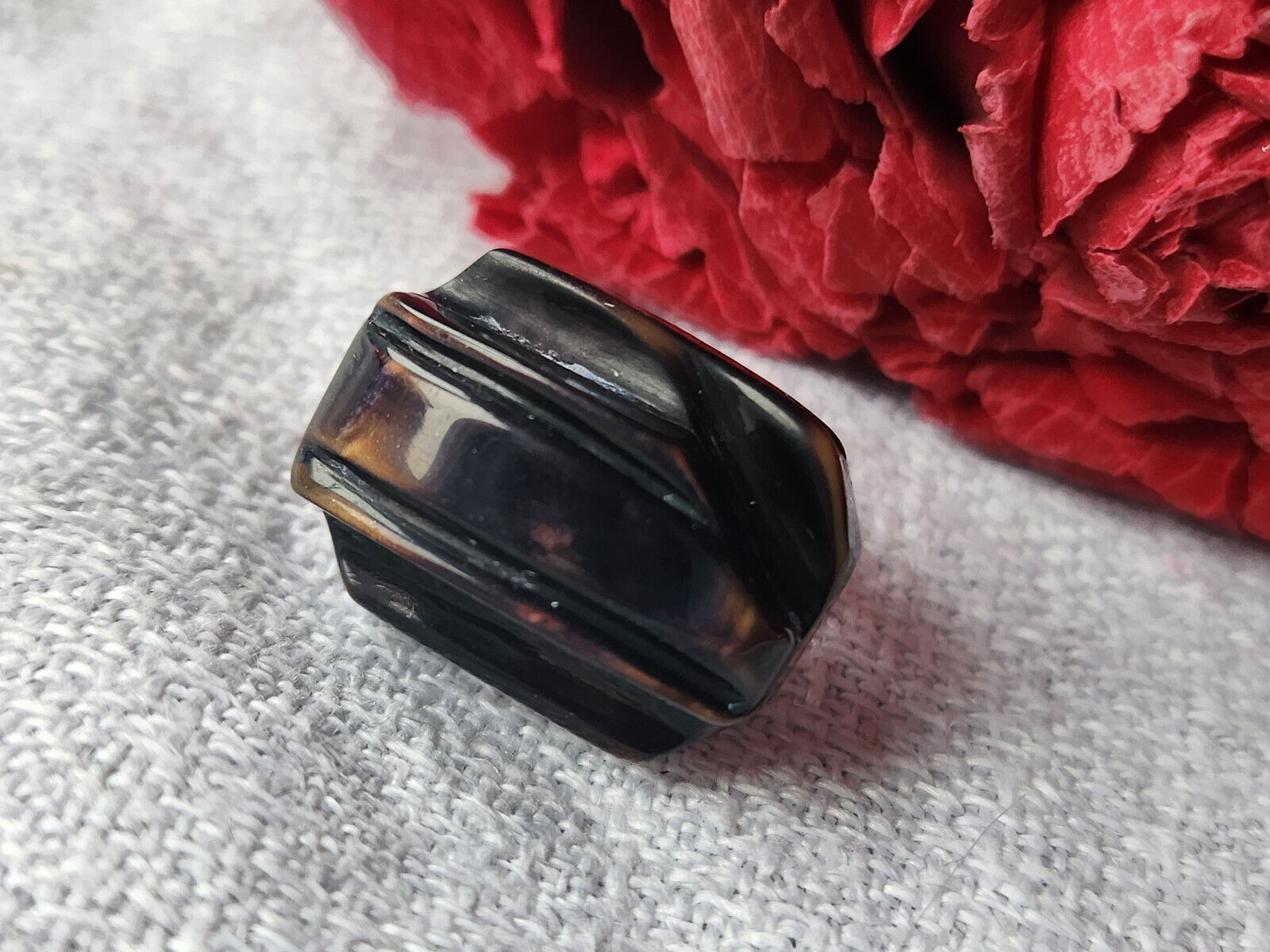 Collection bouton ancien art deco marron noir teinte estompée 1,7 / 1,2 cm G11A