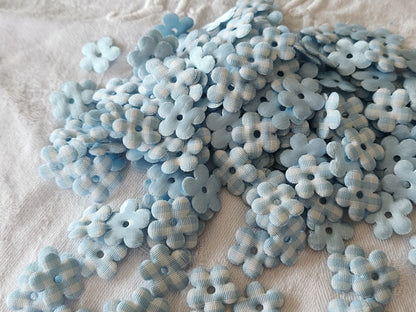 Lot  50 fleurs bleu carreau   tissu customisation 1,5 cm  embellissement T2