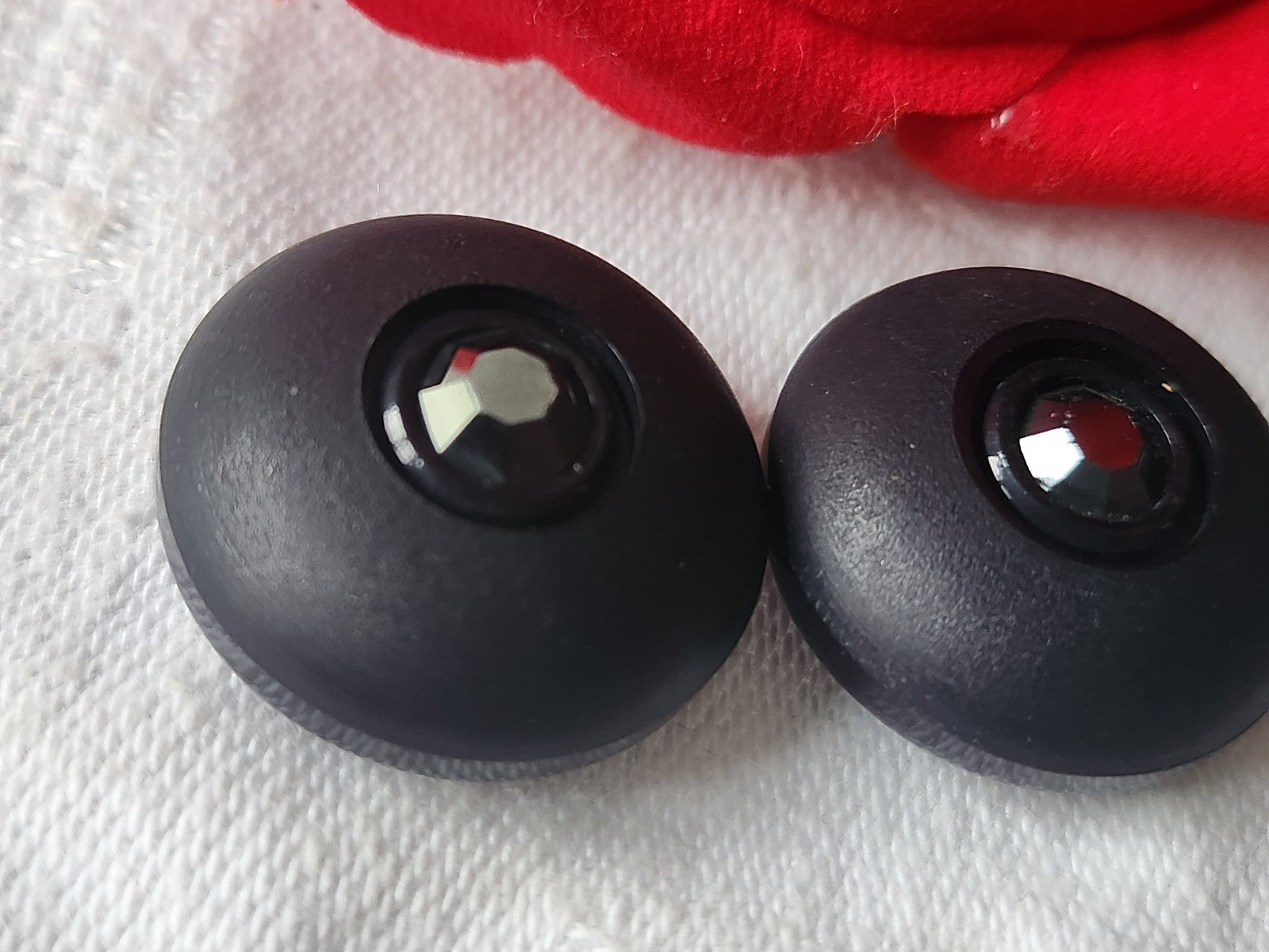 Duo boutons vintage parurier collection resine strass verre 2,2 cm D6Q