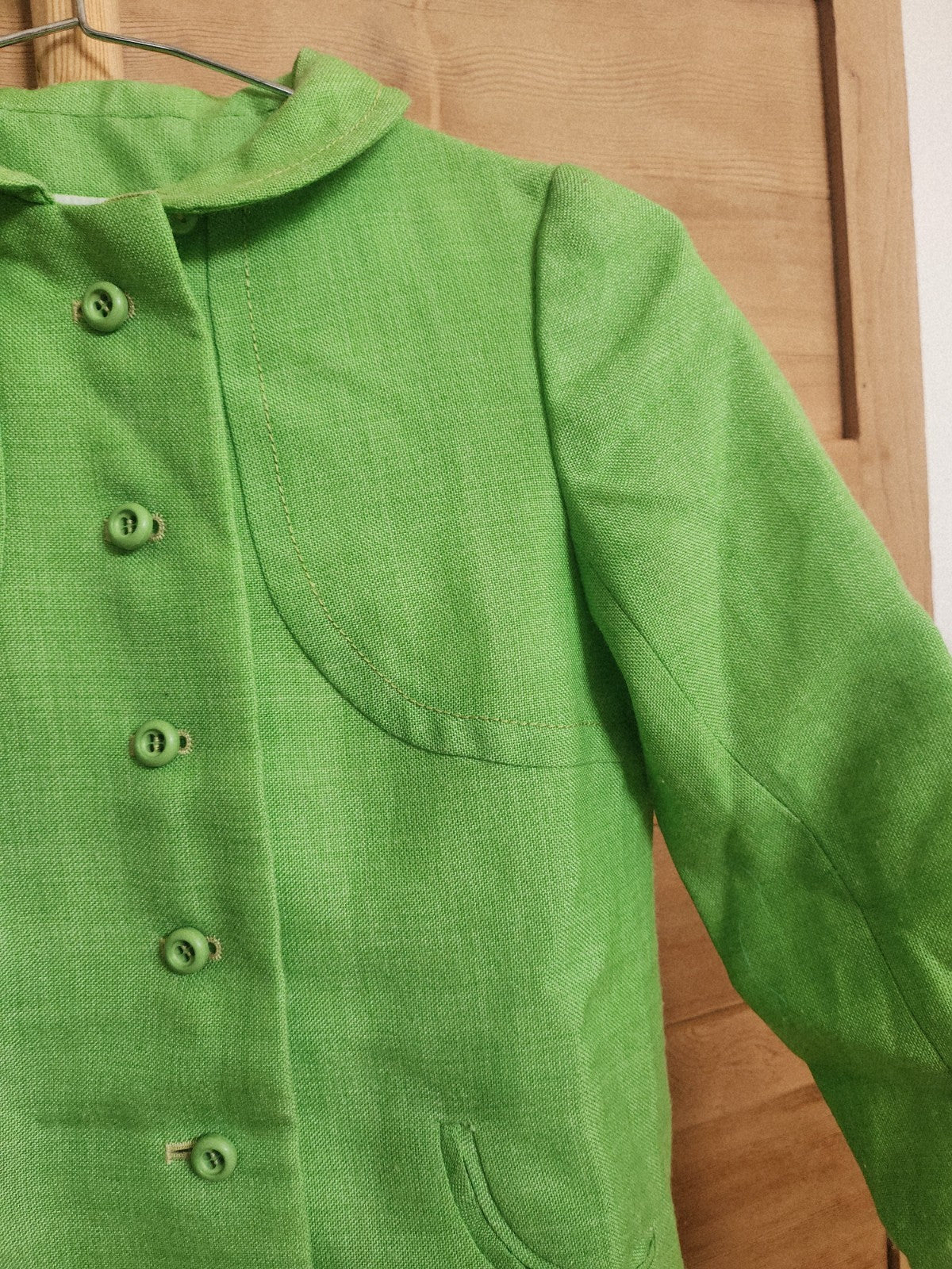 Ancienne veste vintage manteau enfant vert jamais porté comme neuve ref portant