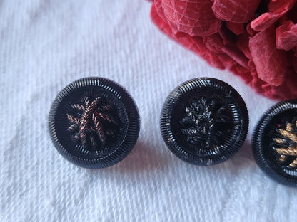 Trio jolis boutons anciens en verre panaché 1,3 cm D8D