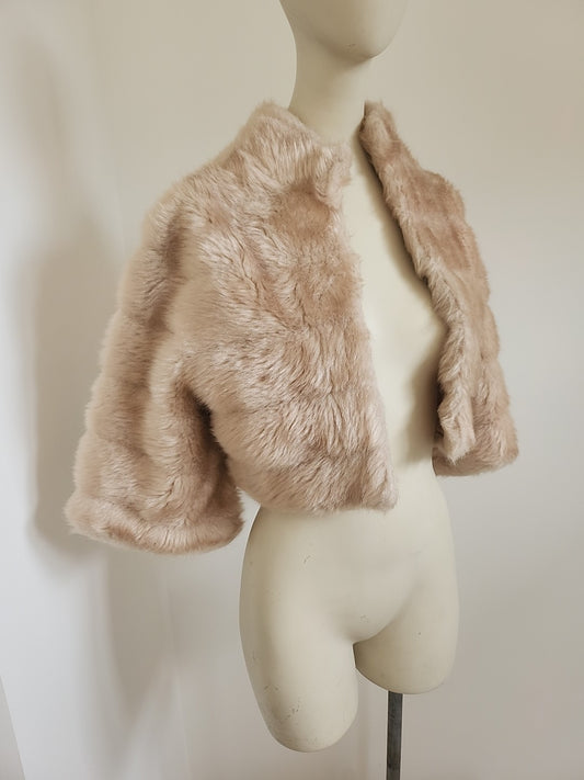 Pur vintage veste boléro fausse fourrure marron clair taille 36 ref portant
