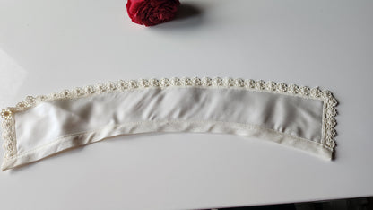 Ancien  col dentelle guipure satiné creme  B1-28