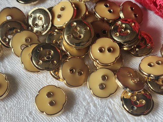 Lot 19 petits boutons vintage marron/beige doré acrylique 1,3 cm ref 4590