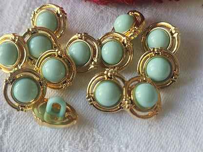 Lot 12 boutons acryique doré pied kitch 1,3 cm pied ref 3697