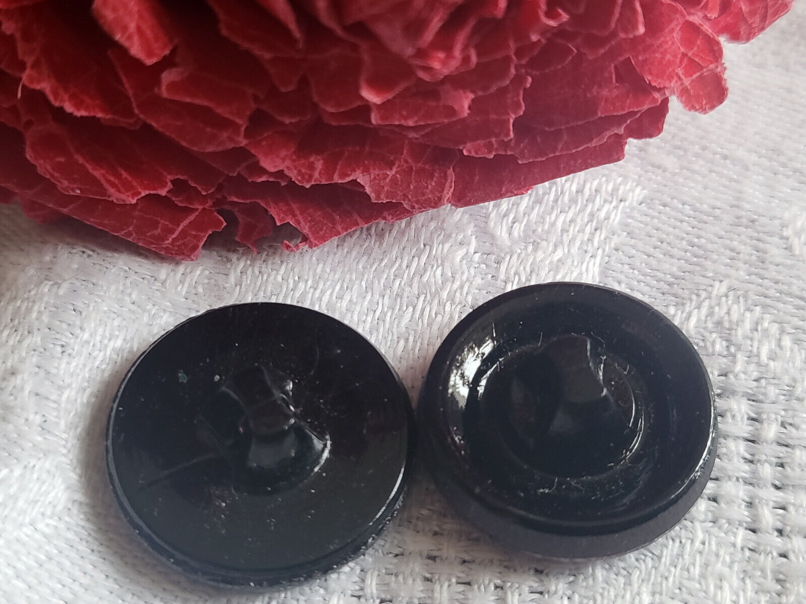 Duo boutons anciens en verre  gris violet  collection 1,7 cm D14B