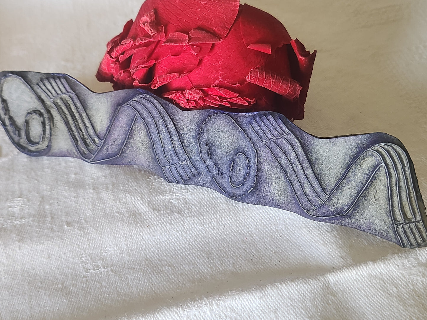 Tampon ancien sans support frise broderie collection echarpe long  n°19