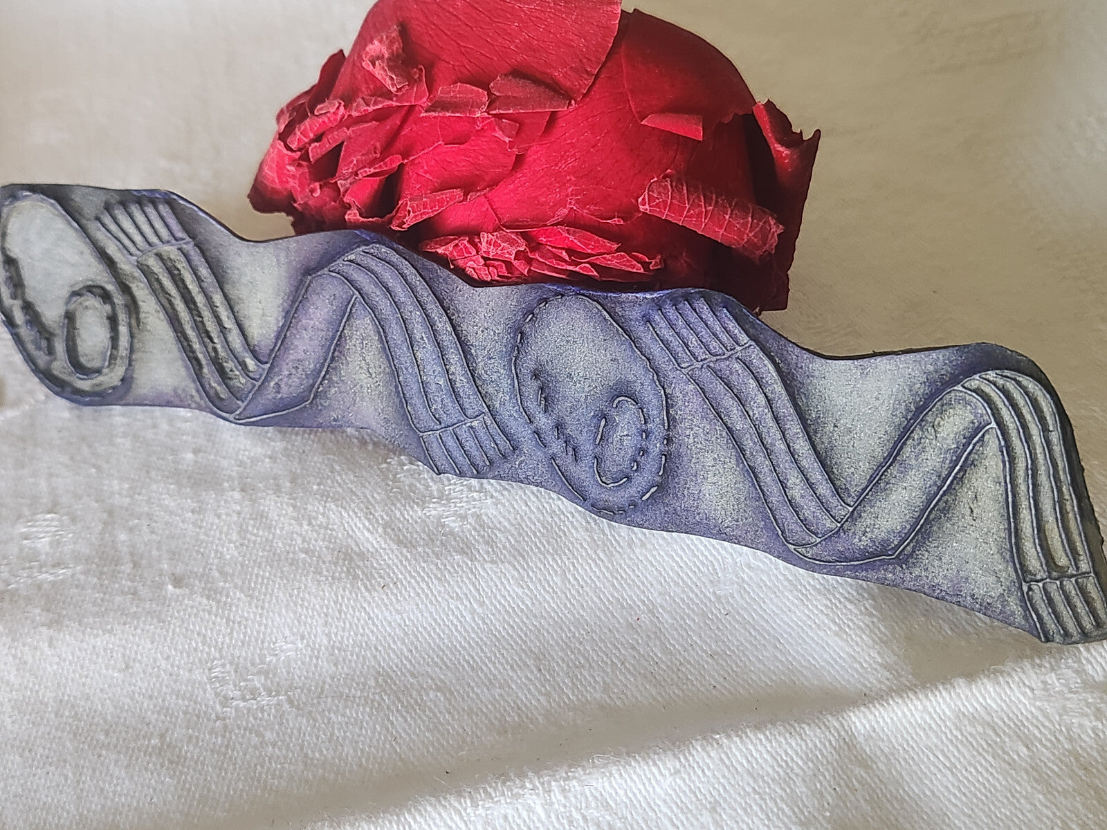Tampon ancien sans support frise broderie collection echarpe long  n°19