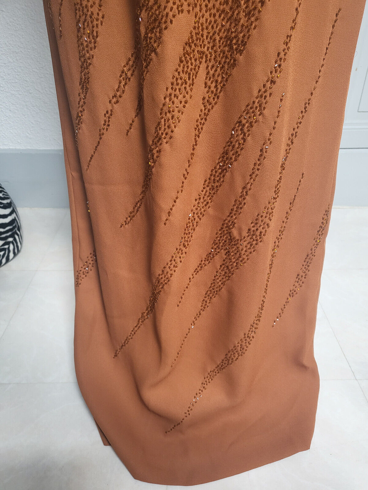 Sublime robe marron ornement perlé cocktail soirée mariage neuve taille 36/38