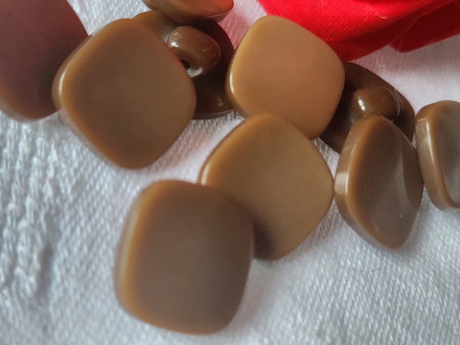 Lot 10  boutons vintage marron reflet nacré carré 1,5 cm pied ref 1030