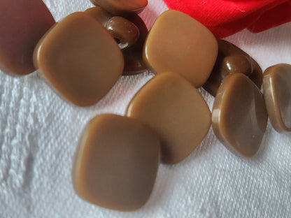 Lot 10  boutons vintage marron reflet nacré carré 1,5 cm pied ref 1030