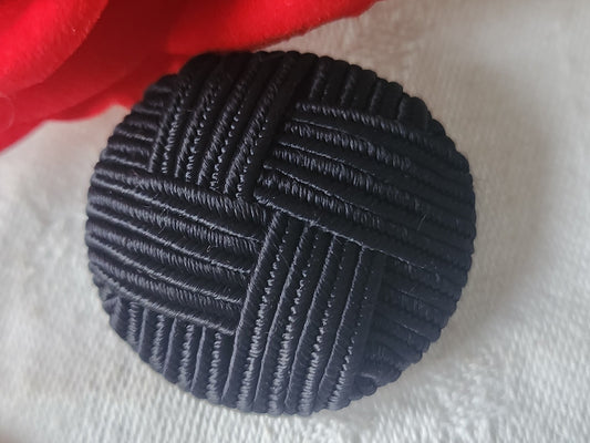 Gros bouton en passementerie vintage bleu 3,3 cm sur 3,6 cm D5T