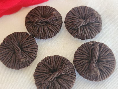 Lot 5 boutons anciens passementerie marron pied 2,5 cm ou 25 mm ref 6284