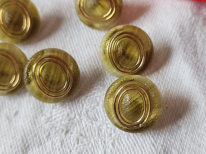 Lot 6 boutons vintage en verre teinte à definir 1,3 cm à pied ancien ref 5317