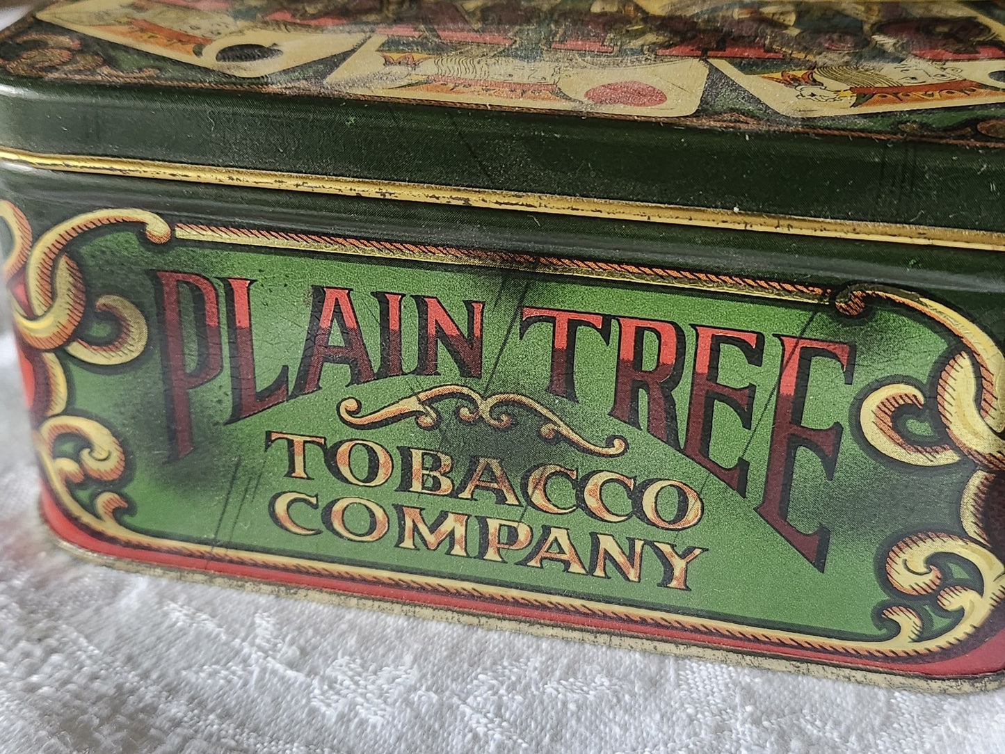 Ancienne boite tôle petite collection tabacco tabac plain three  carte  3 kings