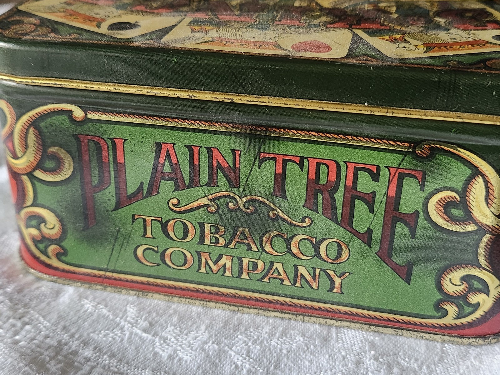 Ancienne boite tôle petite collection tabacco tabac plain three  carte  3 kings