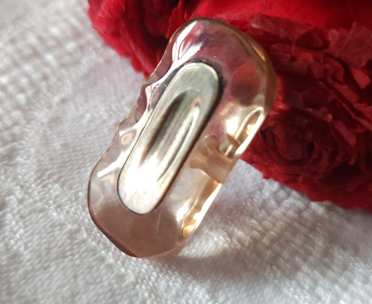 Collection long bouton vintage coeur en nacre plexis 1,5 sur 3 cm G18G