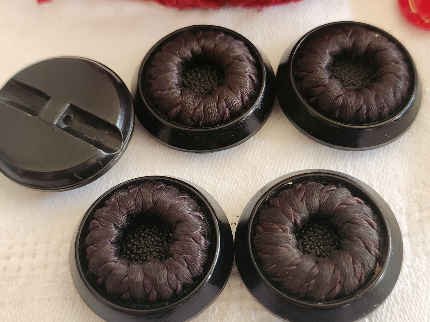 Lot 5 boutons anciens vintage passementerie marron 2,7 cm ref 149