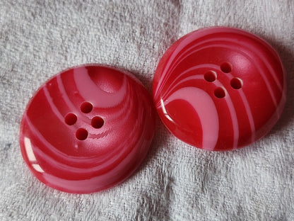 Duo gros boutons vintage rose ovale vague épais veste 3,2 sur 3,4 cm ref 5775