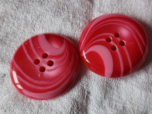 Duo gros boutons vintage rose ovale vague épais veste 3,2 sur 3,4 cm ref 5775