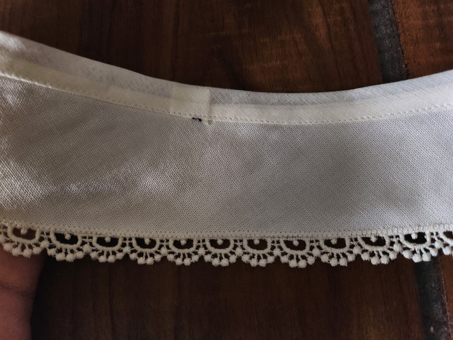 Ancien  col tissu satiné  dentelle  vintage  B1-73