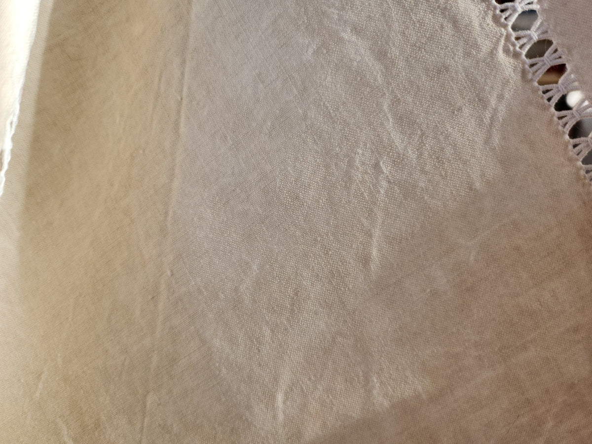 Ancien grand drap  toile lin jour tiré 220 cm sur 265 cm B7