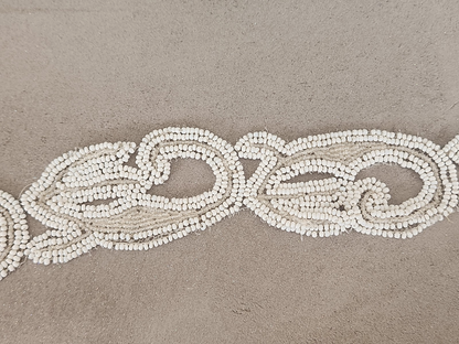 Dentelle ancienne style jais blanc année folle perlé galon fait main 81 cm T9