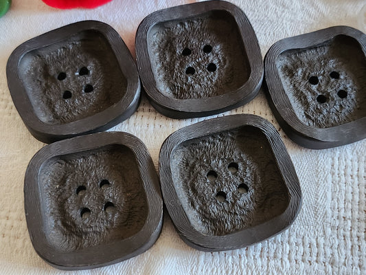 Lot 5 énormes boutons vintage xxl marron mat trous 4,3 cm ou 43  m ref 6546